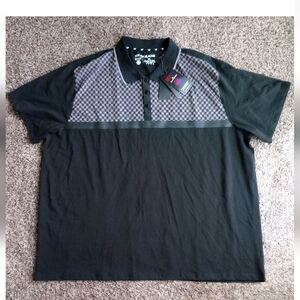 XRay Jeans Black Checkered Polo Size 5XL Cotton Ultimate Stretch NWT